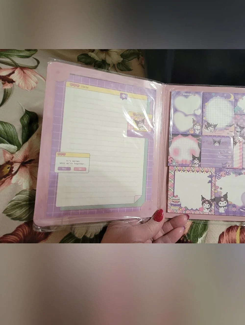 Kuromi Purple Tablet Accessory Bundle — Notebook, Sticky Memo Book & Pen